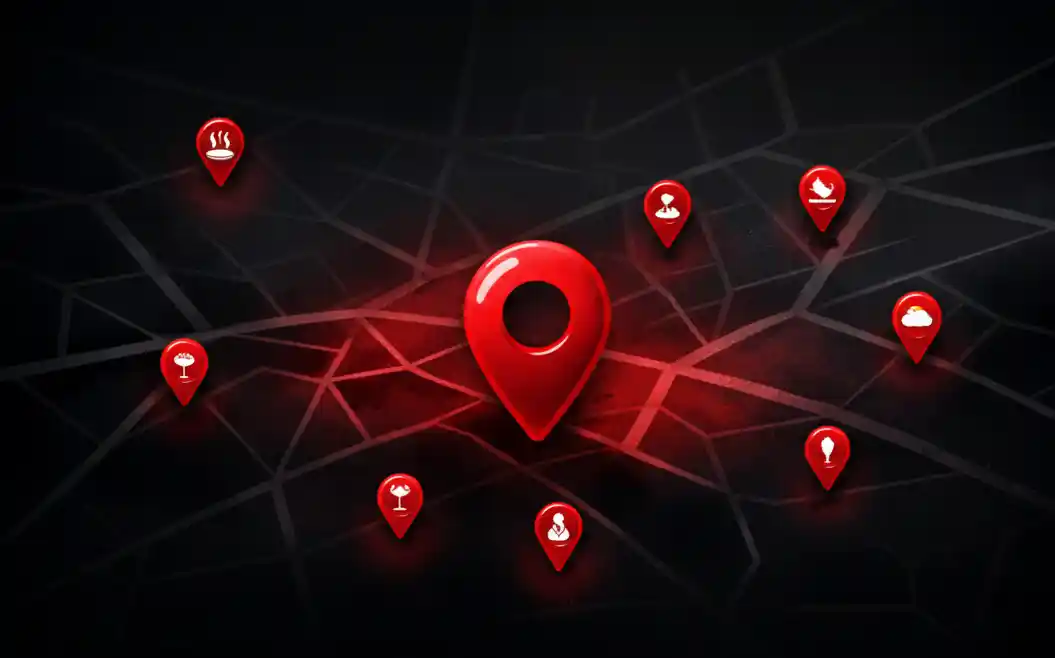 Map with location pin representing cruising spots